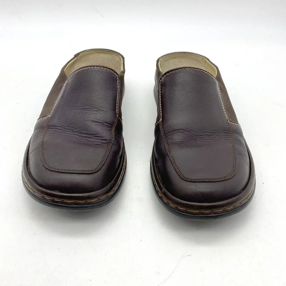 Spring Step Shoes Women's 8 M Brown Leather Loafers Clogs Handmade Sole Causal